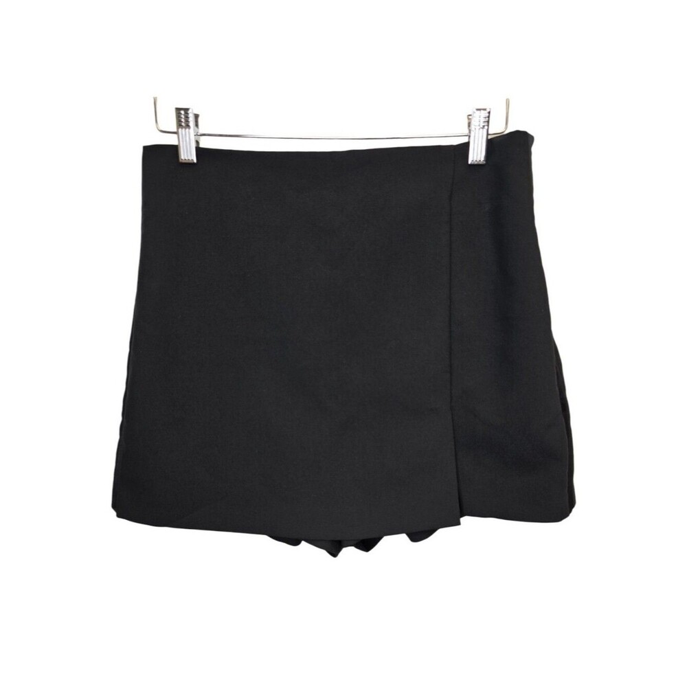 Zara Women’s L High Waisted Black Wrap Mini Skort